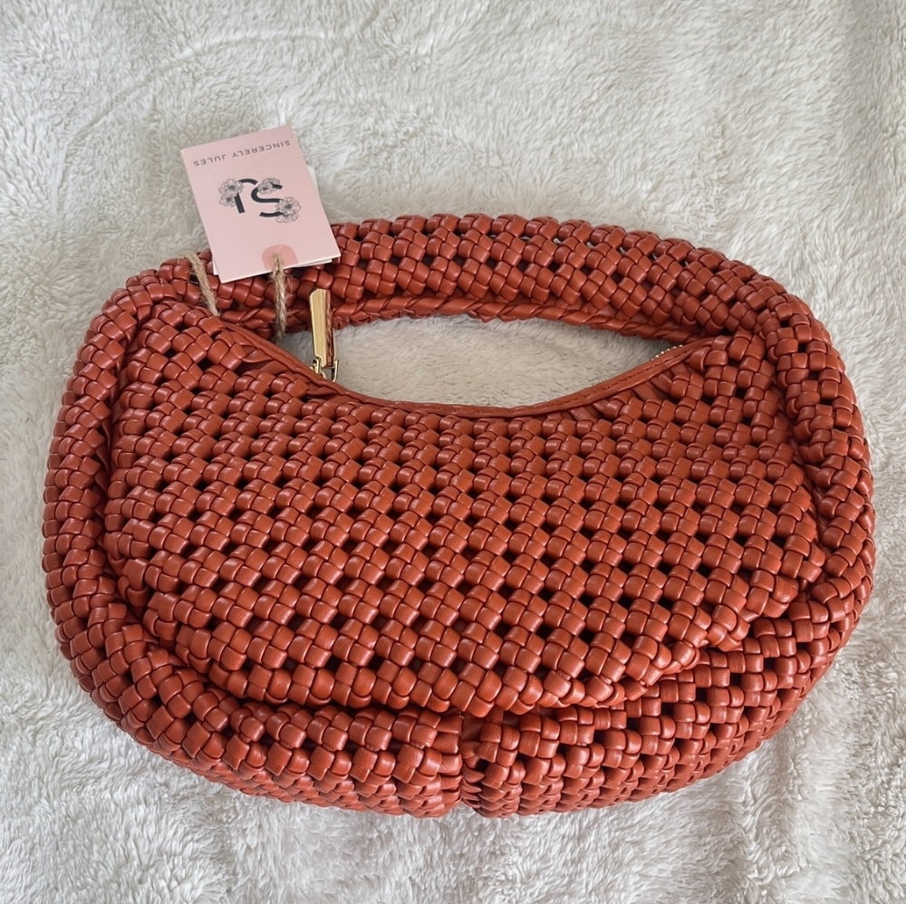 BNWT SINCERLY JULES WOVEN LEATHER HANDBAG